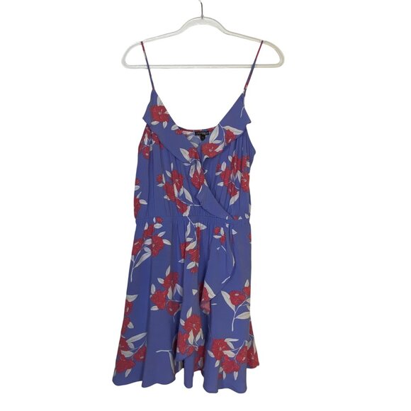 Express Vintage Floral Ruffle Blue Dress Size Large Boho western Feminine Sexy - Picture 4 of 8